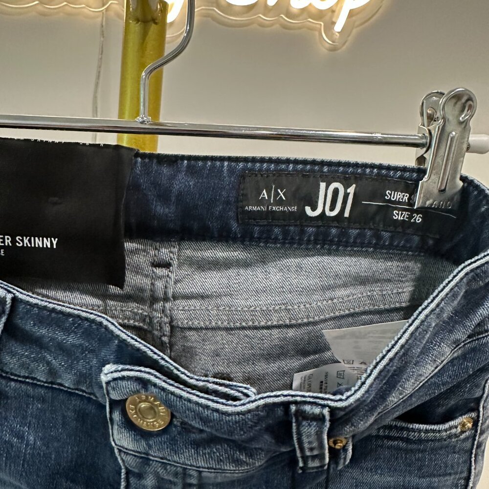 A/X Armani Exchange Women's J01 Super Skinny Jeans in Dark Blue Wash - Picture 8 of 8